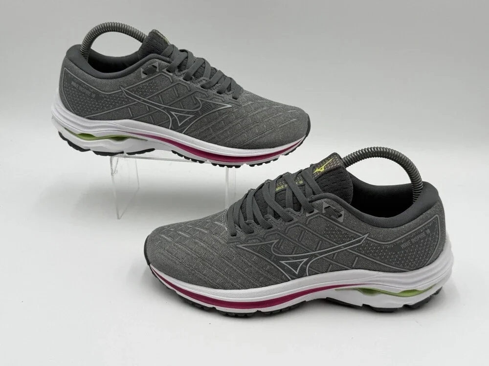 MIZUNO Wave Inspire 18 Womens Sz 7.5 Running Gray Shoes J1GD224405
